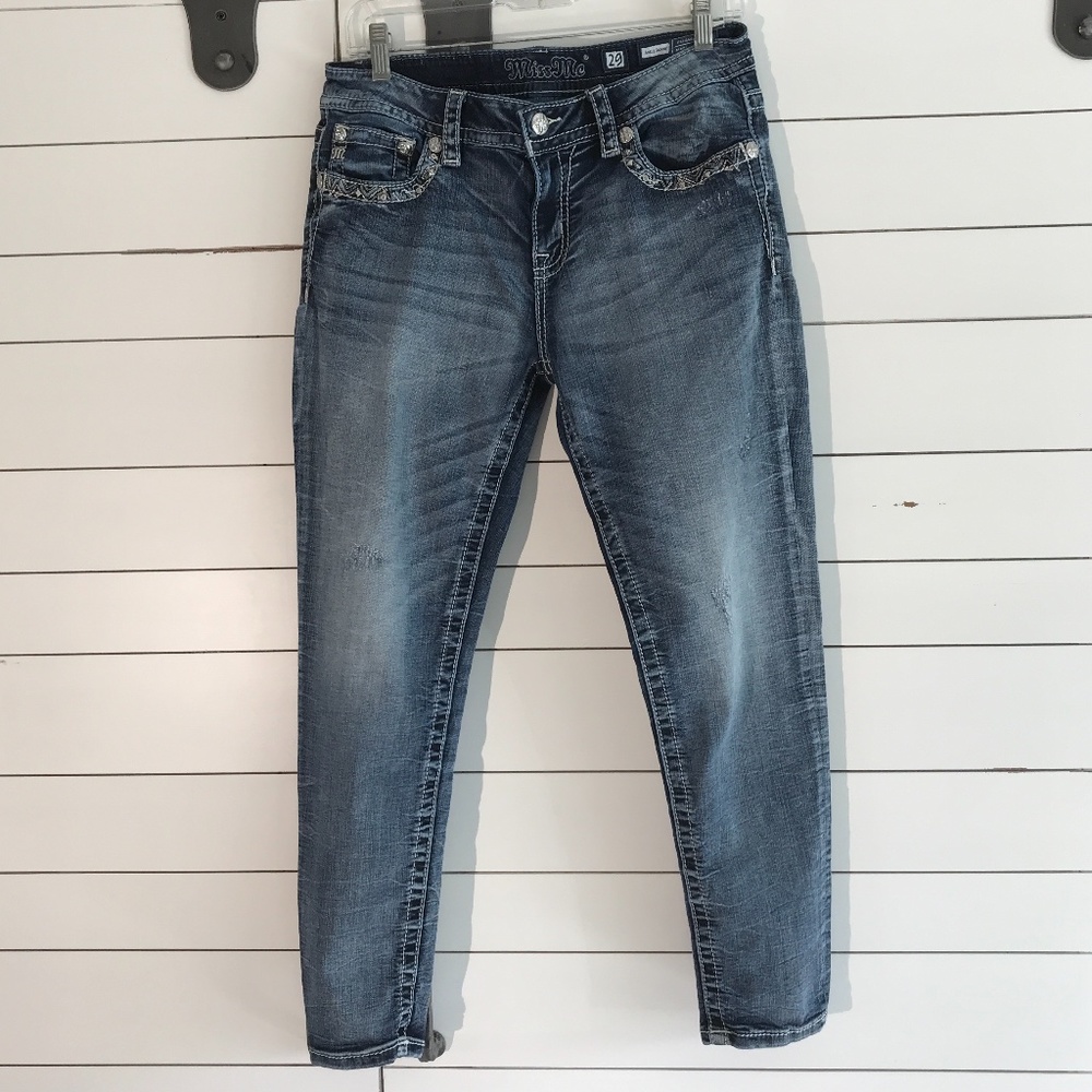 Miss Me , ankle skinny jeans, inseam 25”